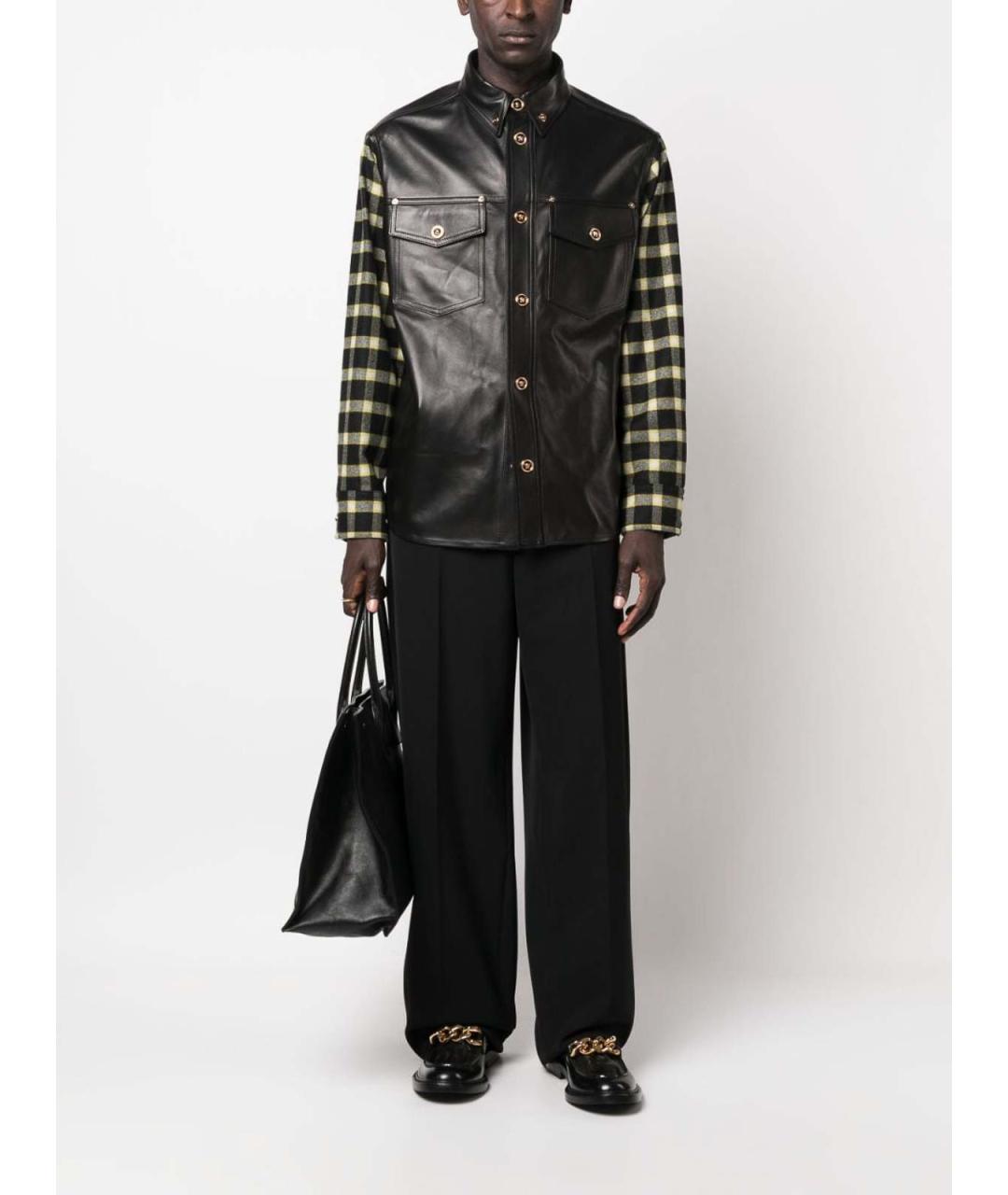 VERSACE Черная кожаная куртка, фото 4
