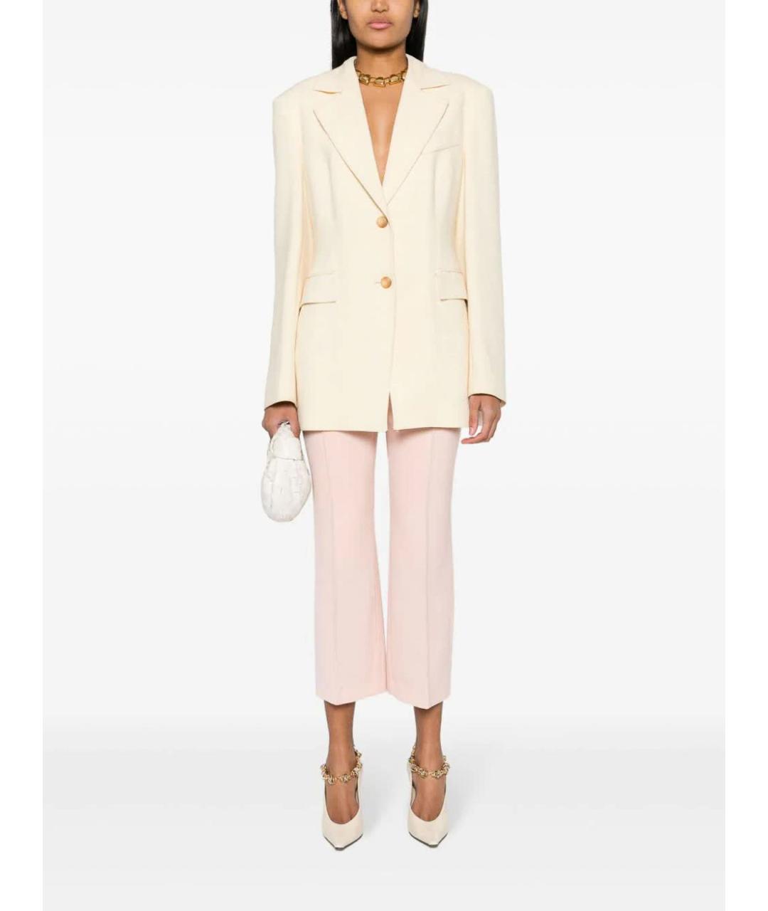 LANVIN Розовые шерстяные прямые брюки, фото 2