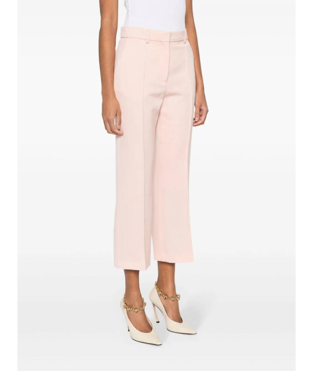 LANVIN Розовые шерстяные прямые брюки, фото 3
