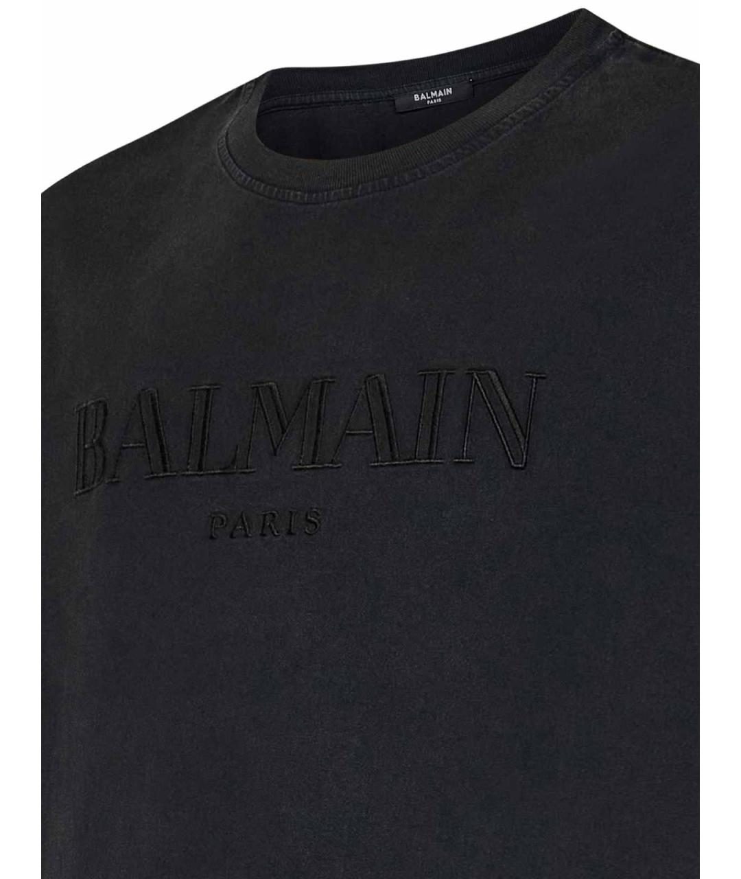 BALMAIN Серая хлопковая футболка, фото 3