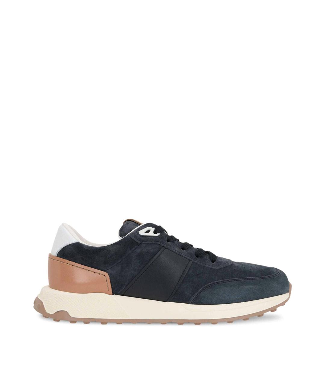 TOD'S Синие кожаные низкие кроссовки / кеды, фото 1