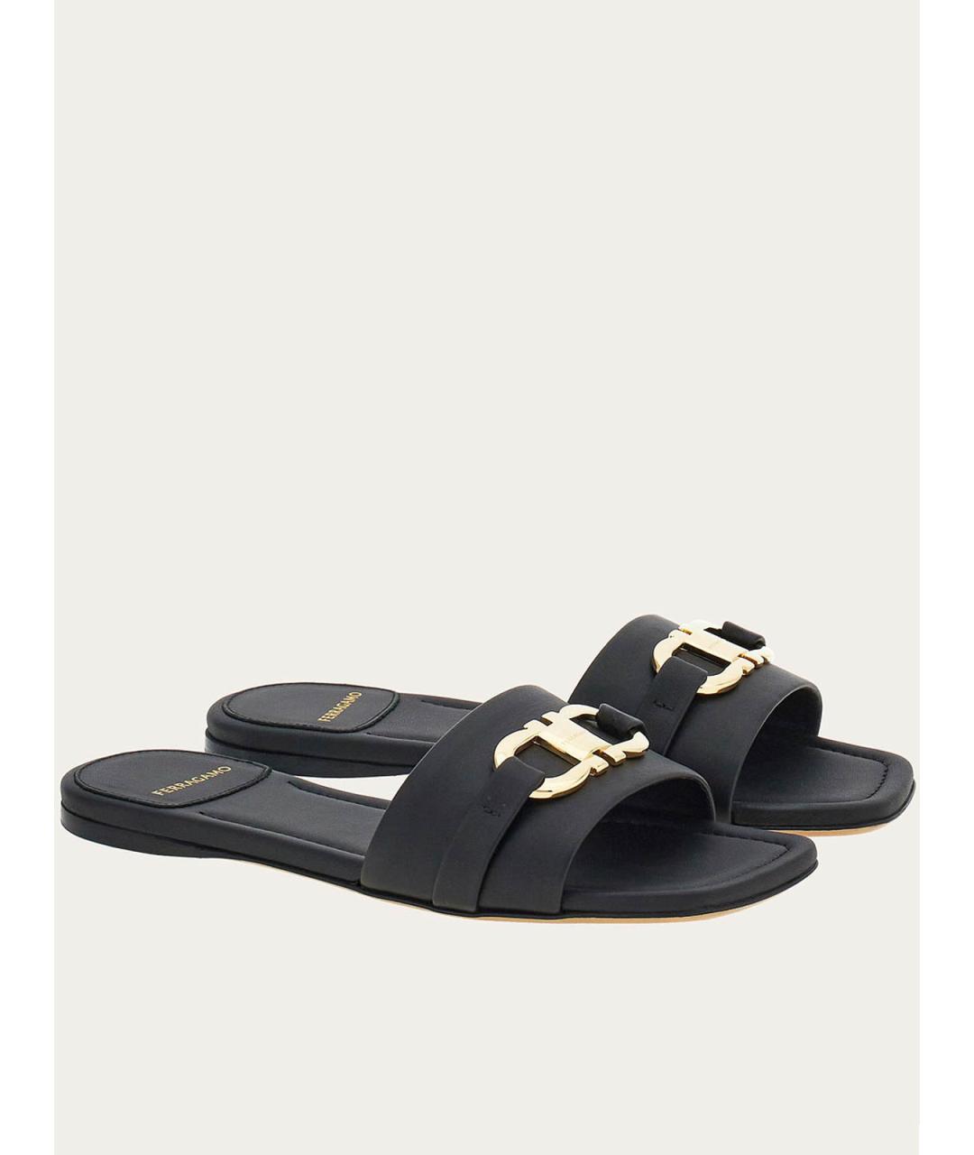 FERRAGAMO Черные кожаные сандалии, фото 3