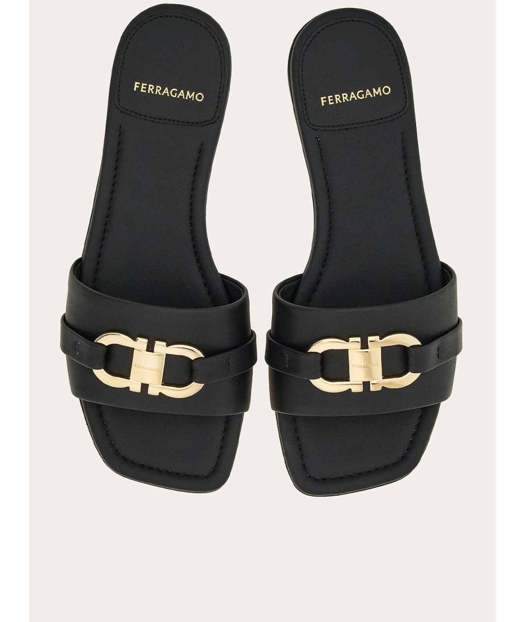 FERRAGAMO Черные кожаные сандалии, фото 2