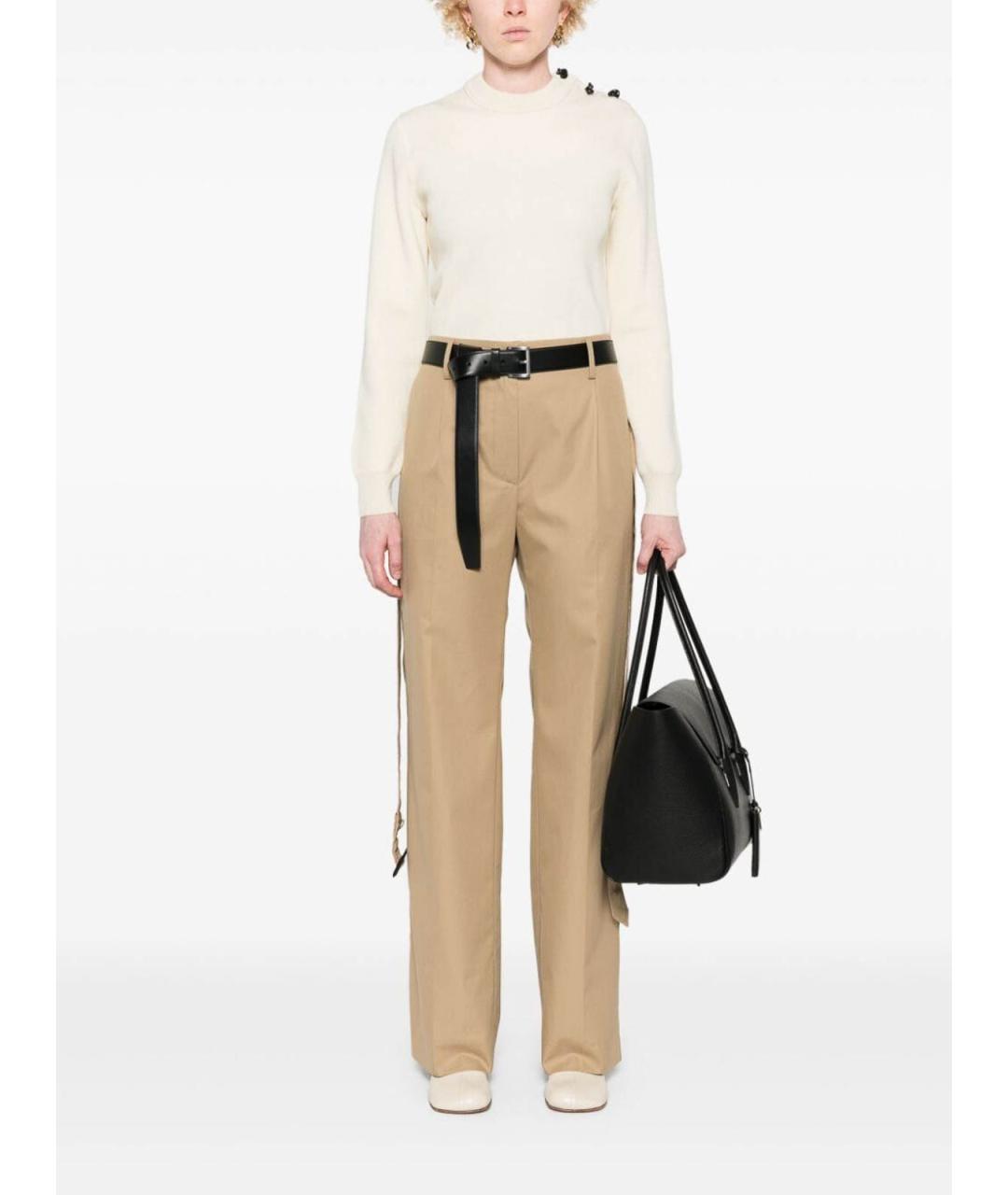 PRADA Бежевые хлопковые прямые брюки, фото 2