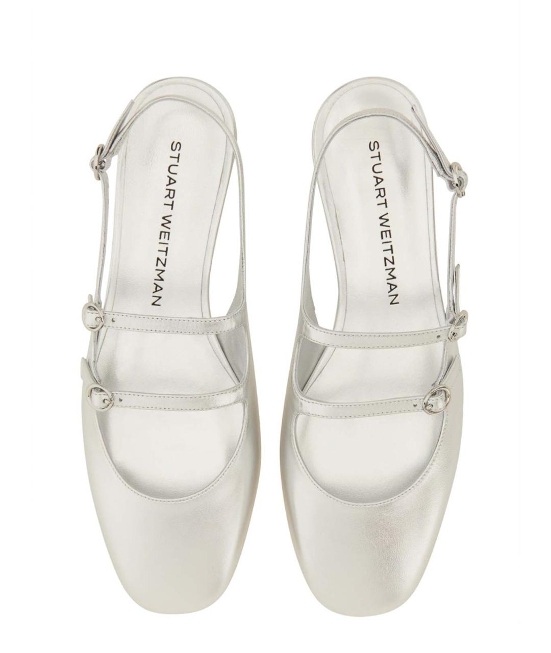 STUART WEITZMAN Серебряные текстильные туфли, фото 5