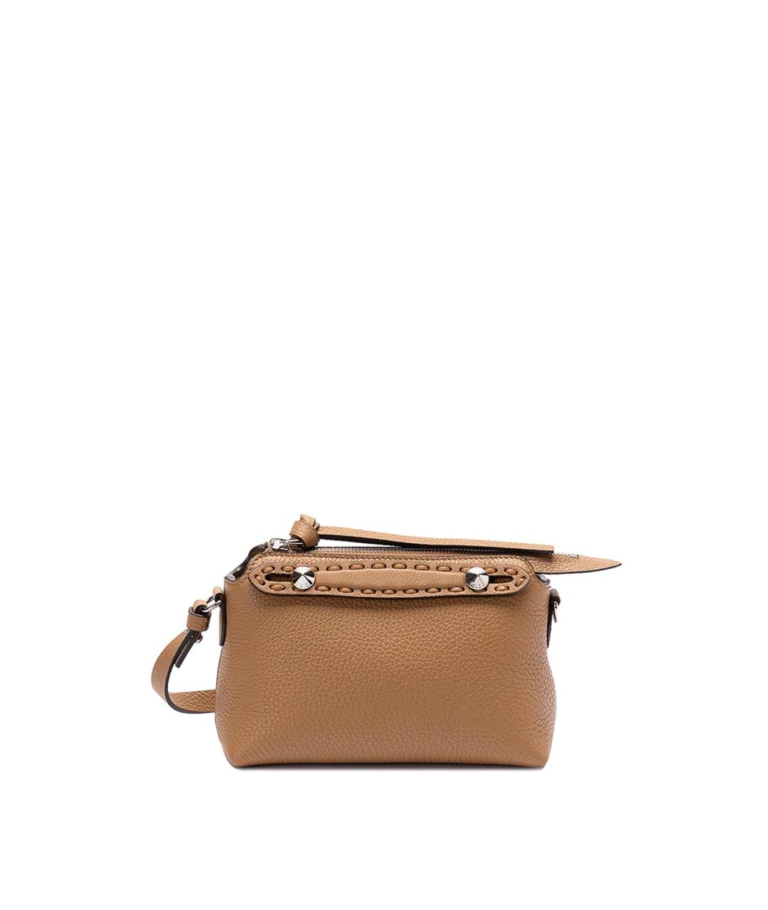 FENDI Коричневая кожаная сумка через плечо, фото 1