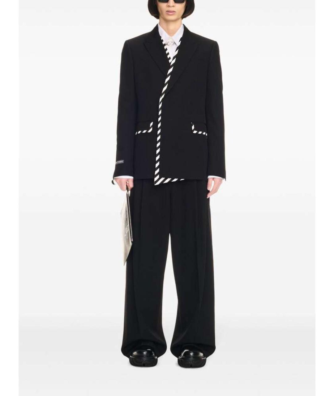 OFF-WHITE Черные шерстяные повседневные брюки, фото 2