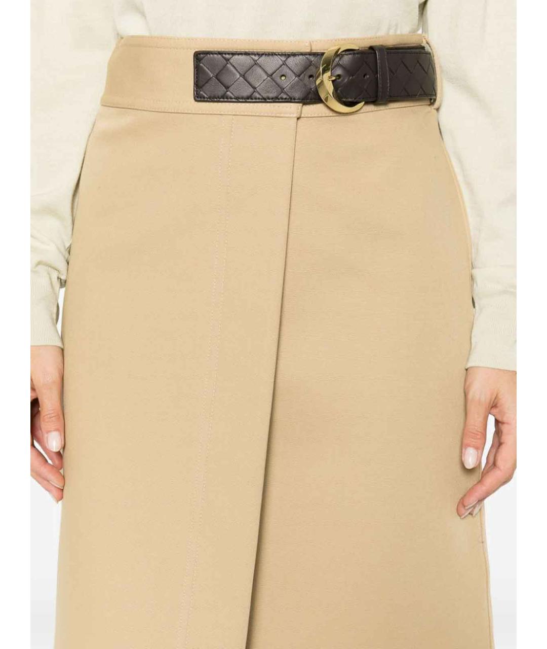 BOTTEGA VENETA Коричневая хлопковая юбка миди, фото 5