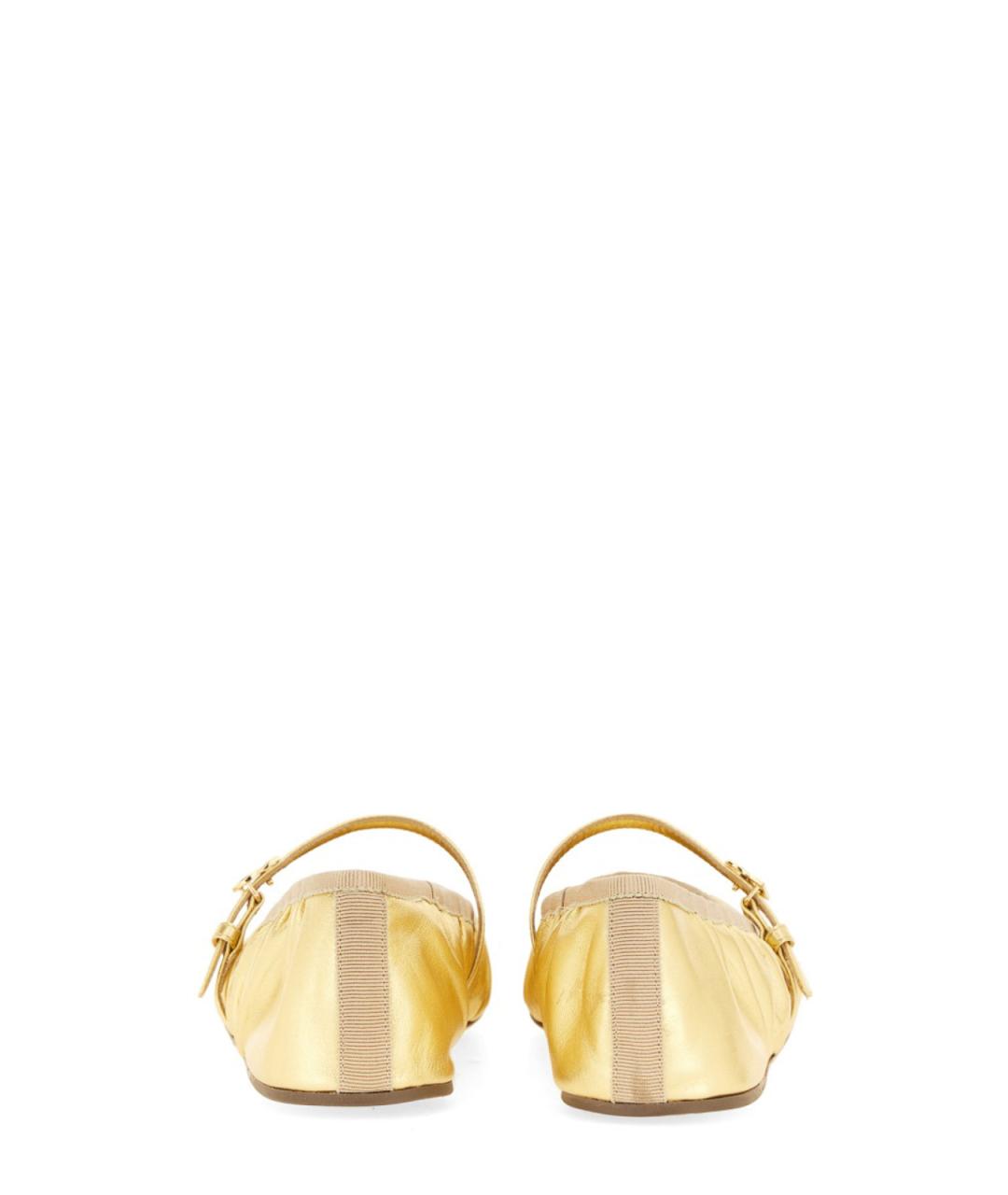 DOLCE&GABBANA Золотые текстильные балетки, фото 3