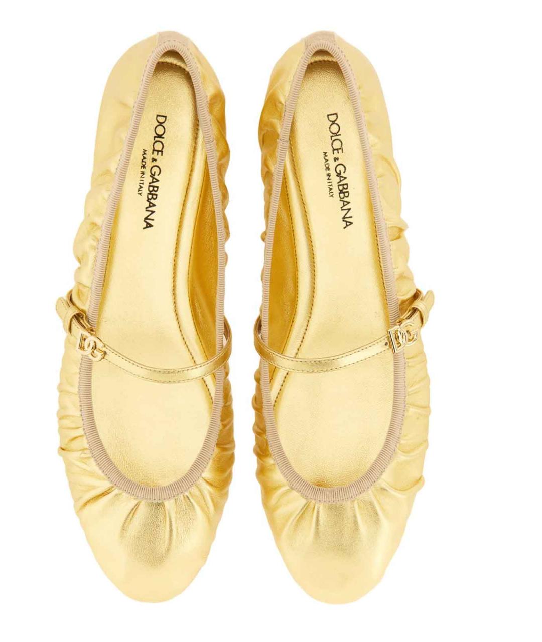 DOLCE&GABBANA Золотые текстильные балетки, фото 5