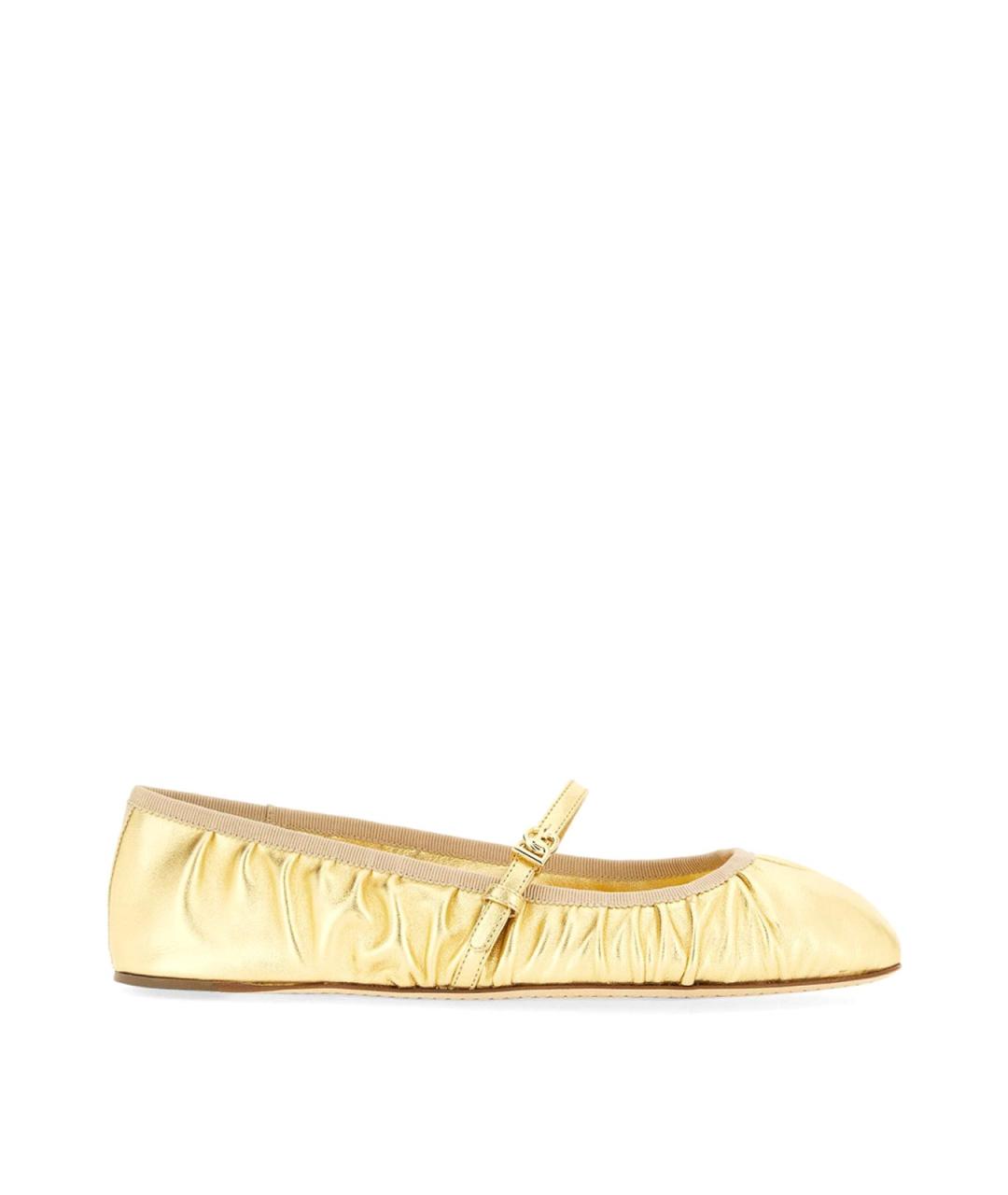 DOLCE&GABBANA Золотые текстильные балетки, фото 1