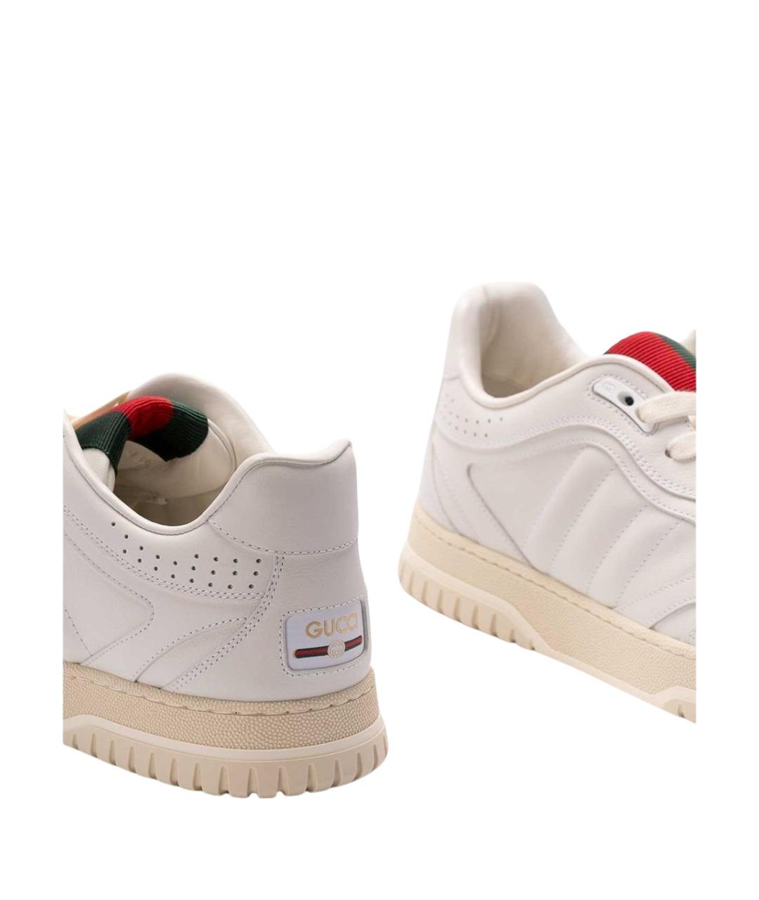 GUCCI Белые кожаные низкие кроссовки / кеды, фото 5