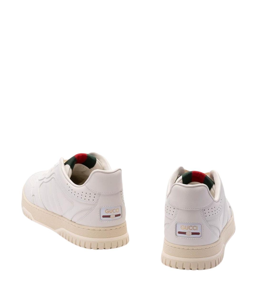 GUCCI Белые кожаные низкие кроссовки / кеды, фото 3