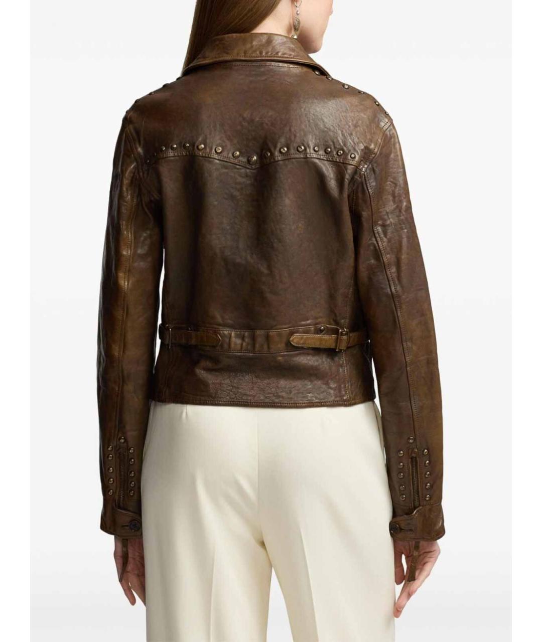 POLO RALPH LAUREN Бежевая кожаная куртка, фото 3