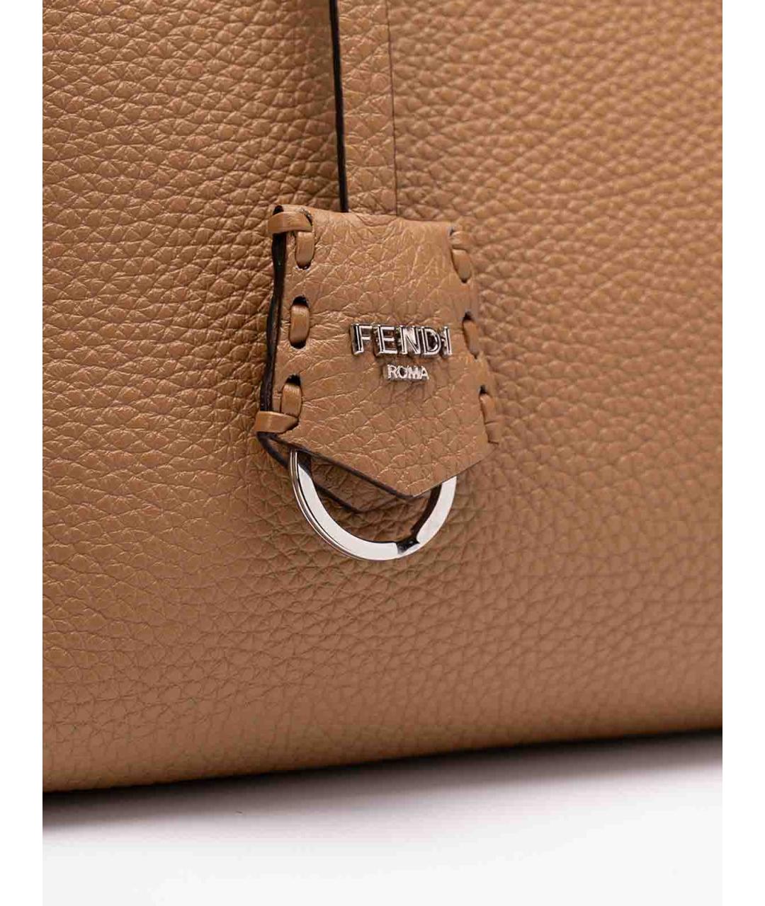 FENDI Коричневая кожаная сумка через плечо, фото 4
