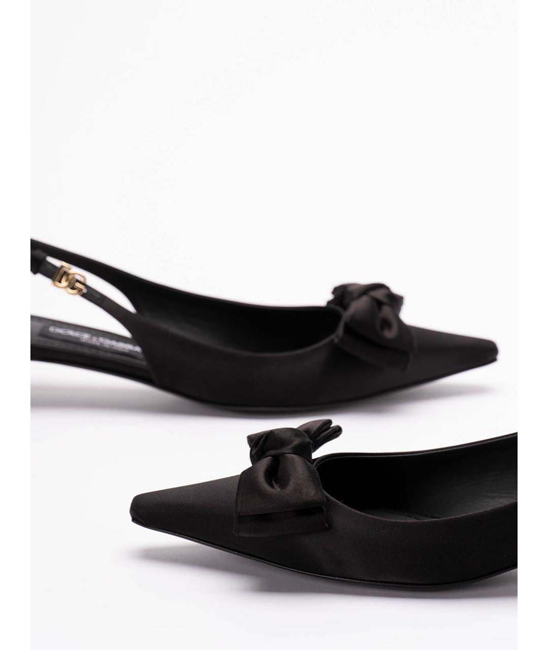 DOLCE&GABBANA Черные текстильные лодочки на низком каблуке, фото 5
