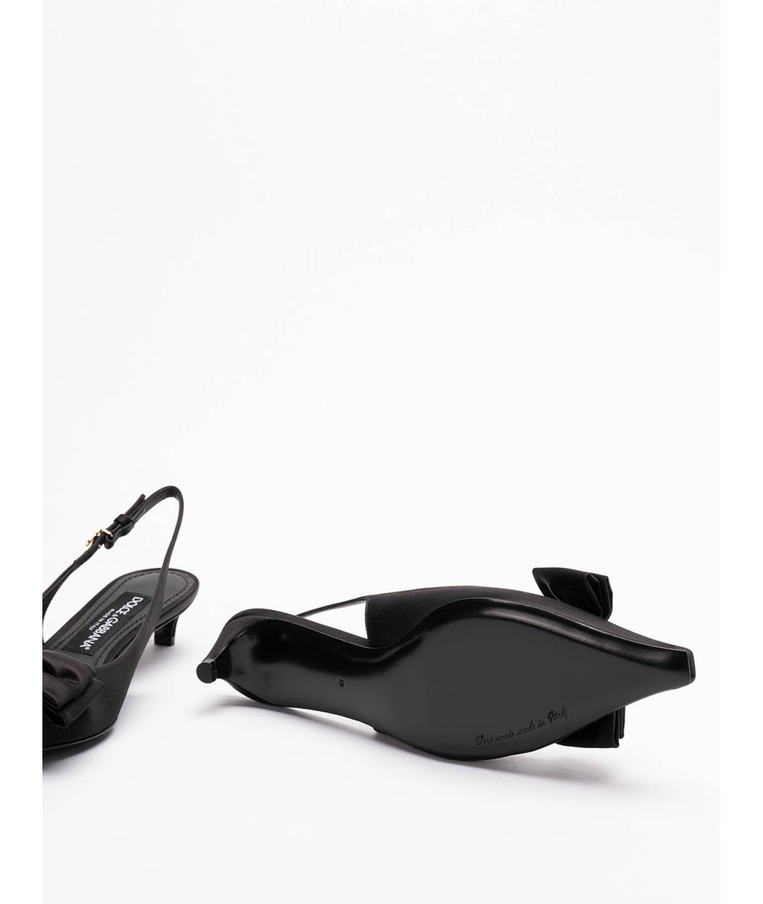DOLCE&GABBANA Черные текстильные лодочки на низком каблуке, фото 4