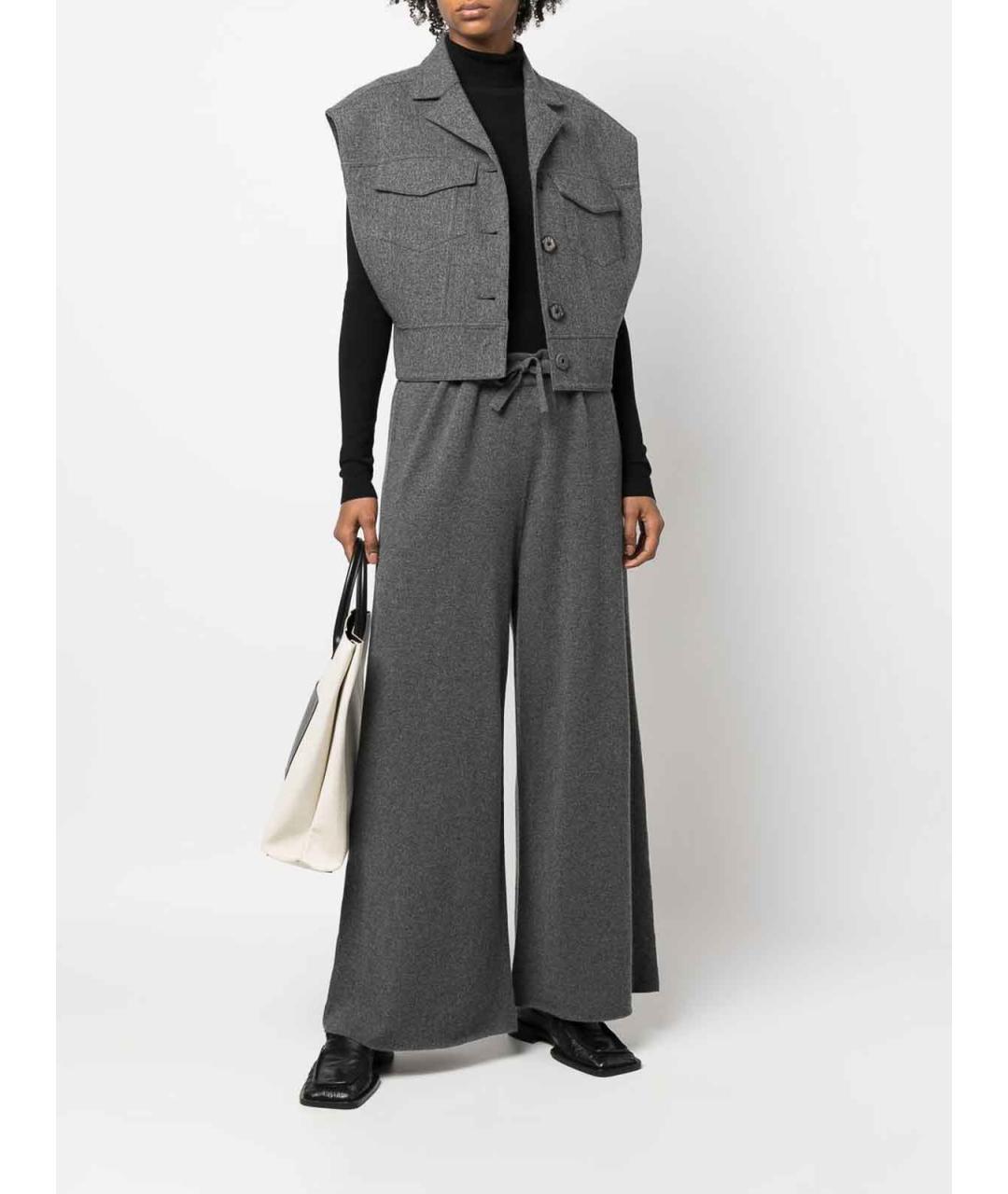 JIL SANDER Серые кашемировые брюки широкие, фото 2