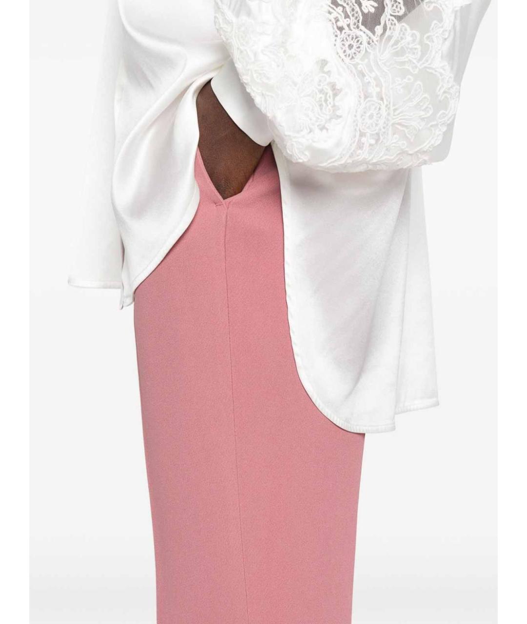 ERMANNO SCERVINO Розовые вискозные прямые брюки, фото 4