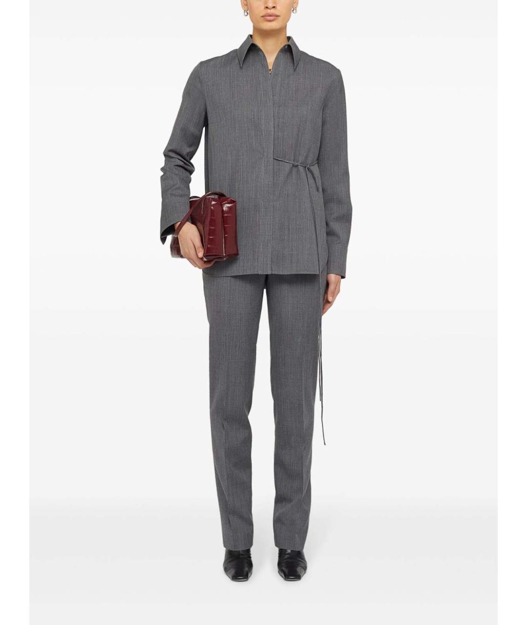 JIL SANDER Серые шерстяные брюки широкие, фото 2