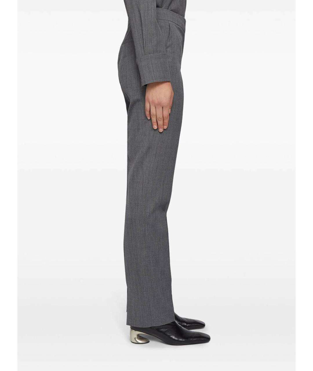 JIL SANDER Серые шерстяные брюки широкие, фото 3