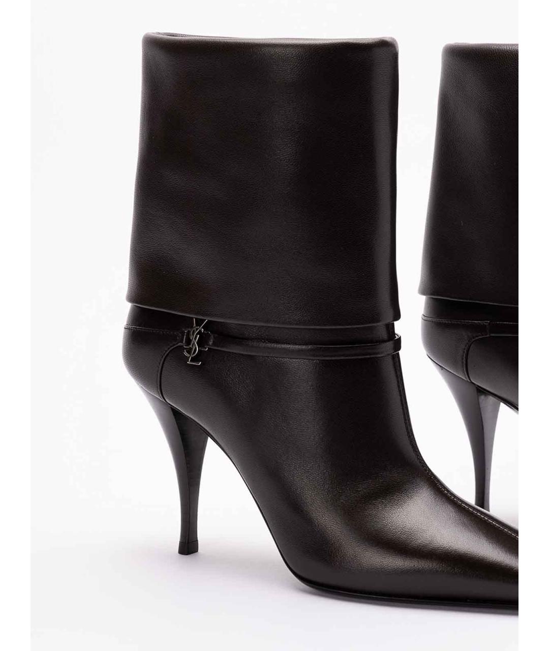 SAINT LAURENT Коричневые кожаные ботильоны, фото 5