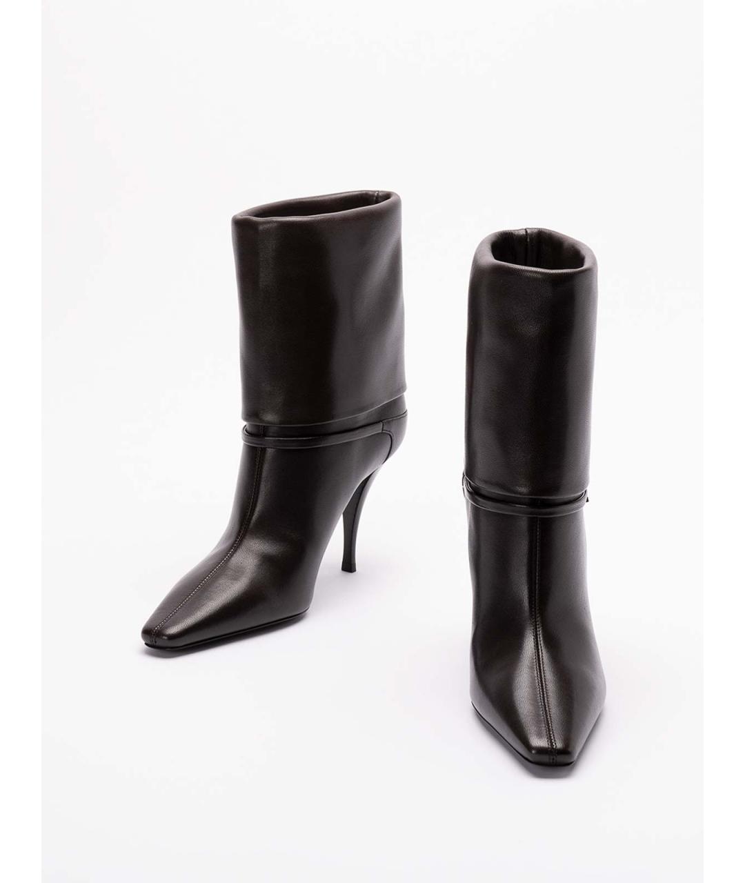 SAINT LAURENT Коричневые кожаные ботильоны, фото 2