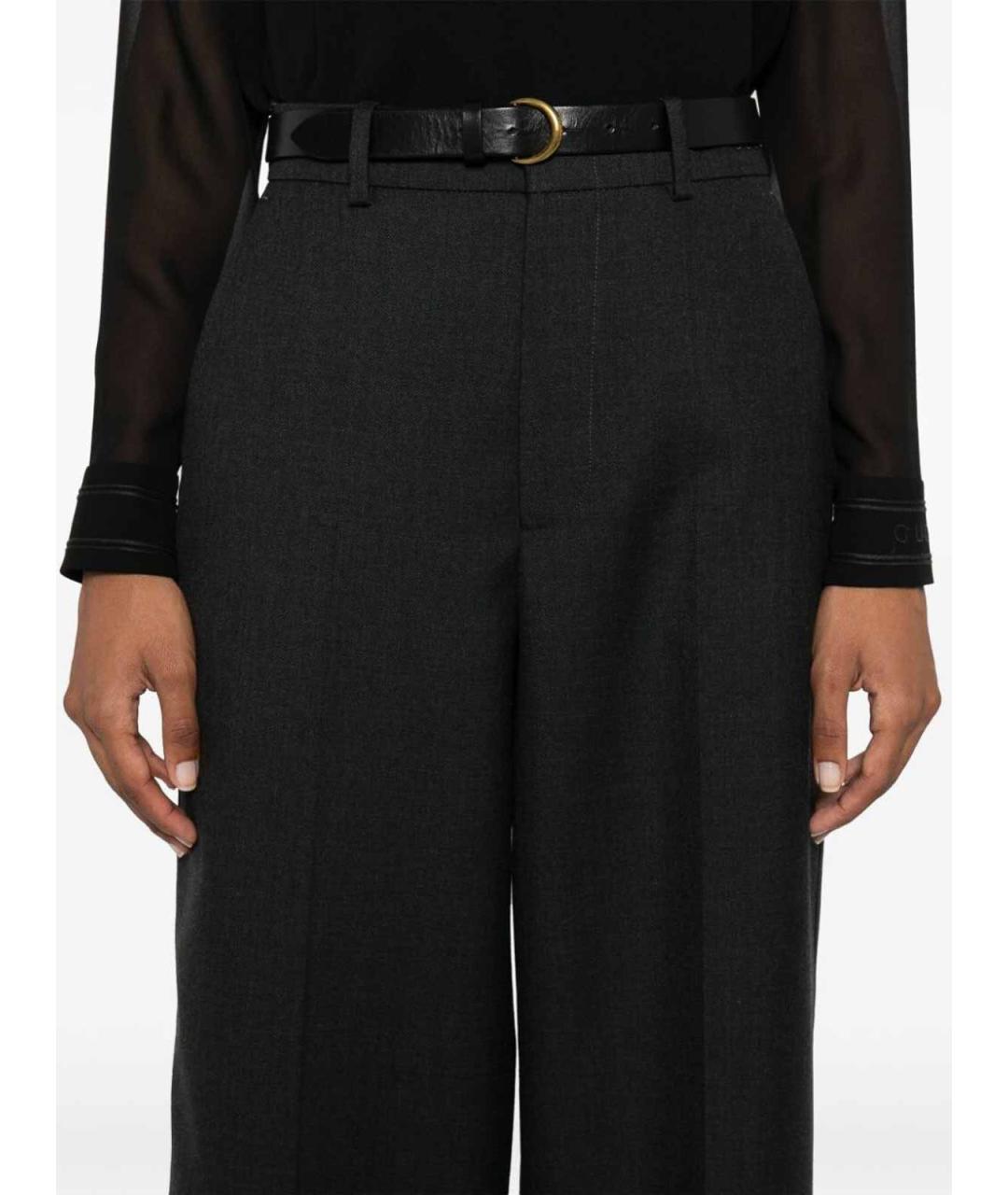 GUCCI Антрацитовые шерстяные прямые брюки, фото 5