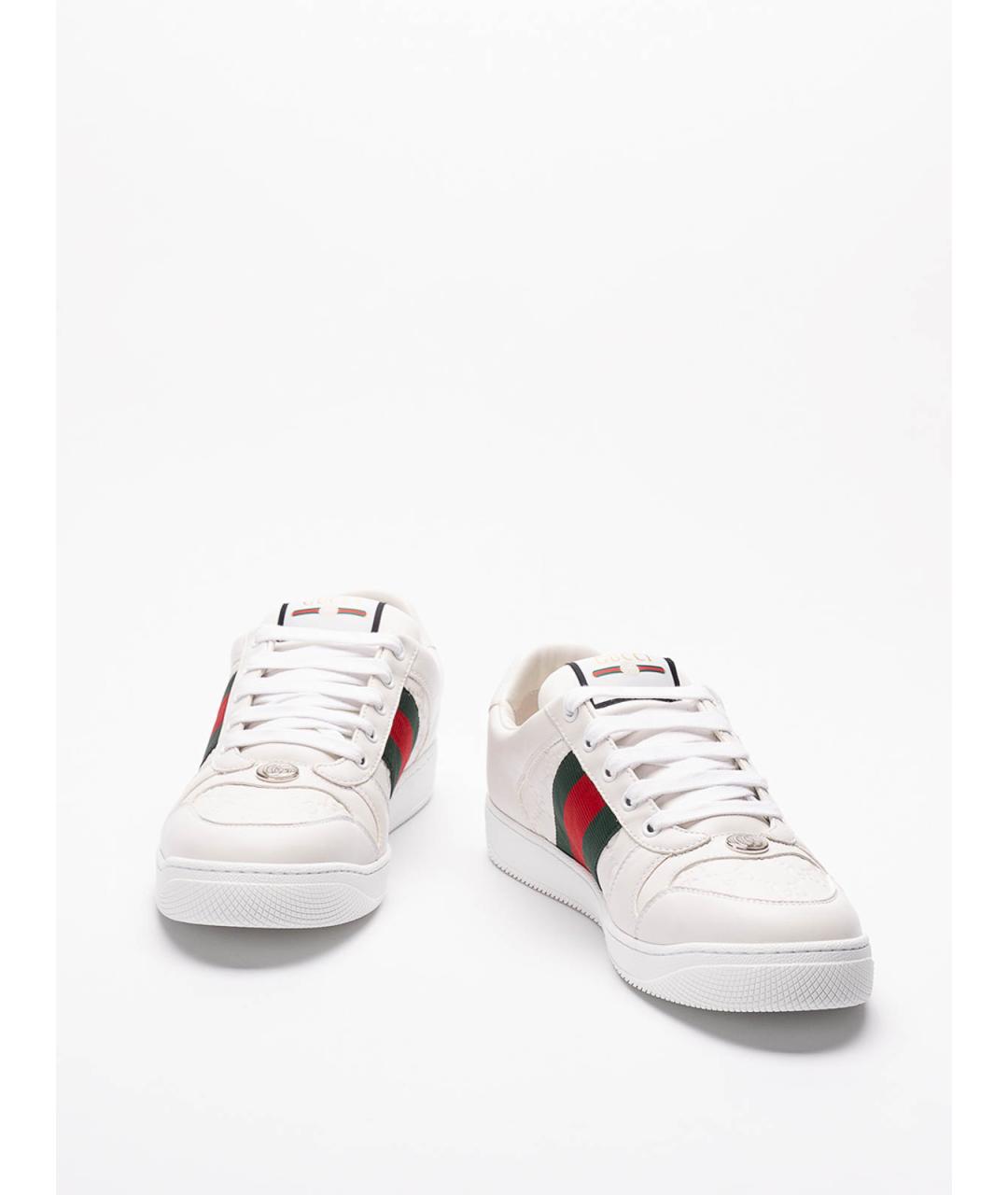 GUCCI Белые кожаные низкие кроссовки / кеды, фото 2