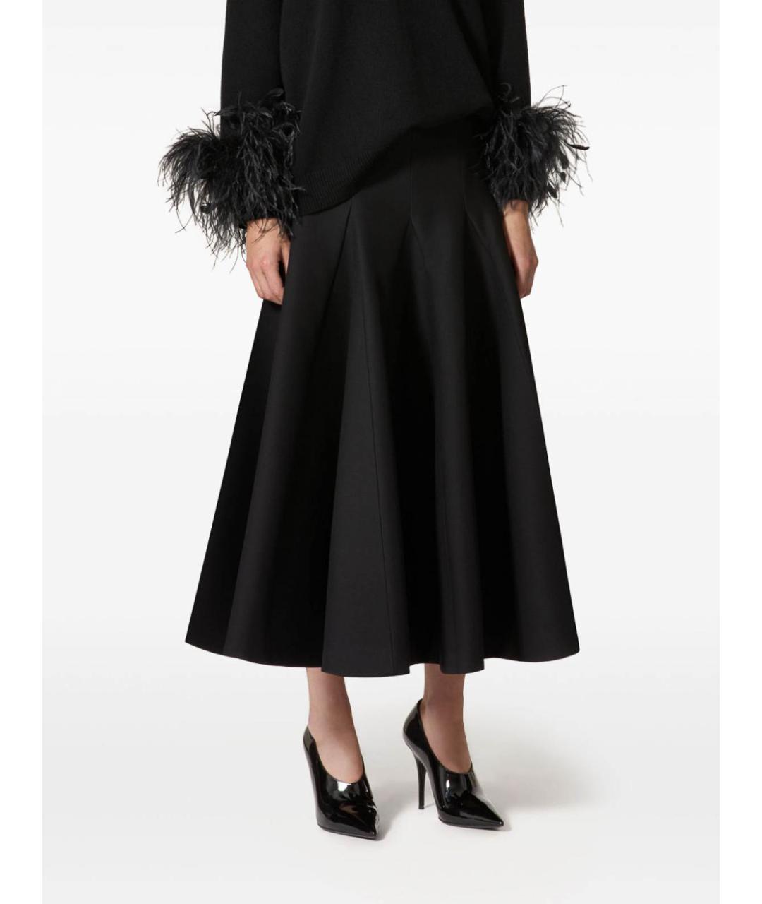 VALENTINO Черная шерстяная юбка миди, фото 4