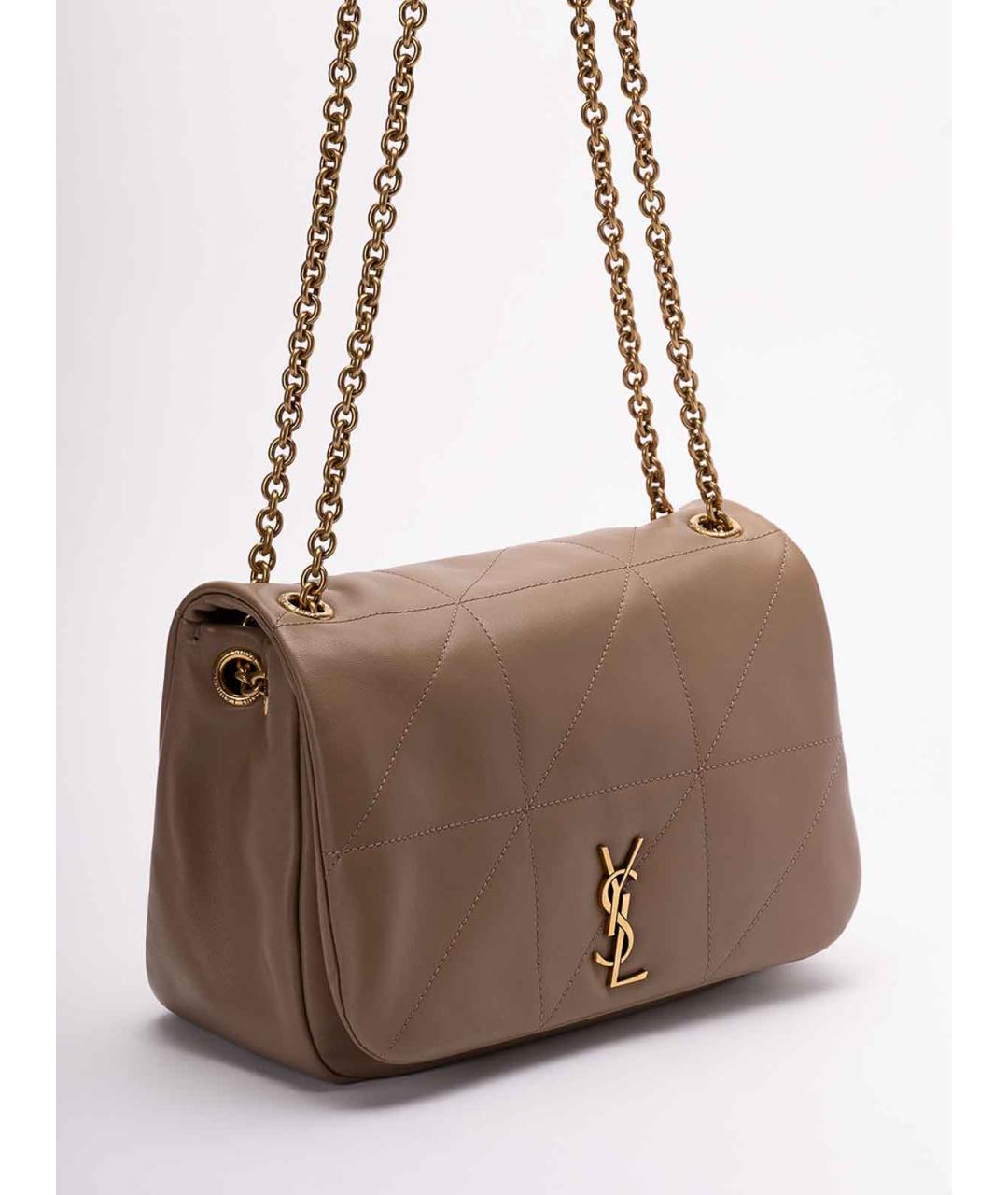 SAINT LAURENT Коричневая кожаная сумка через плечо, фото 3