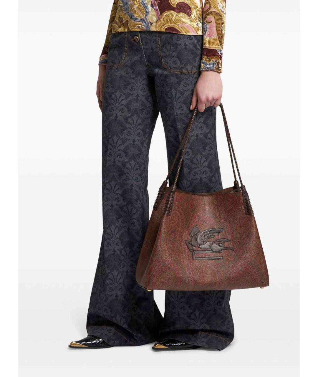 ETRO Коричневая кожаная сумка через плечо, фото 3