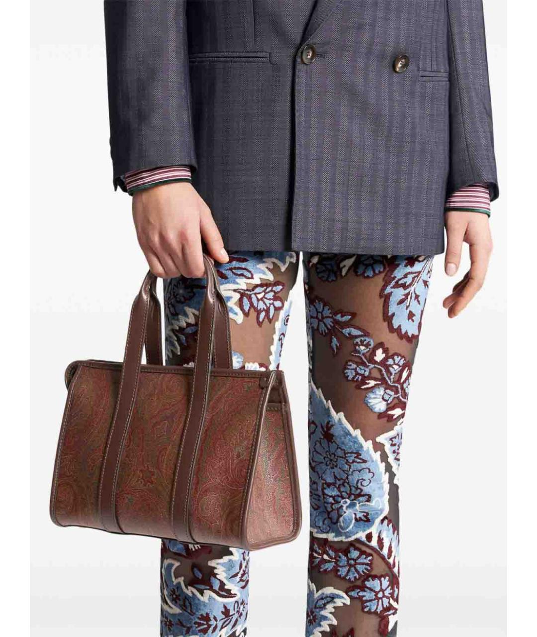 ETRO Коричневая тканевая сумка тоут, фото 6