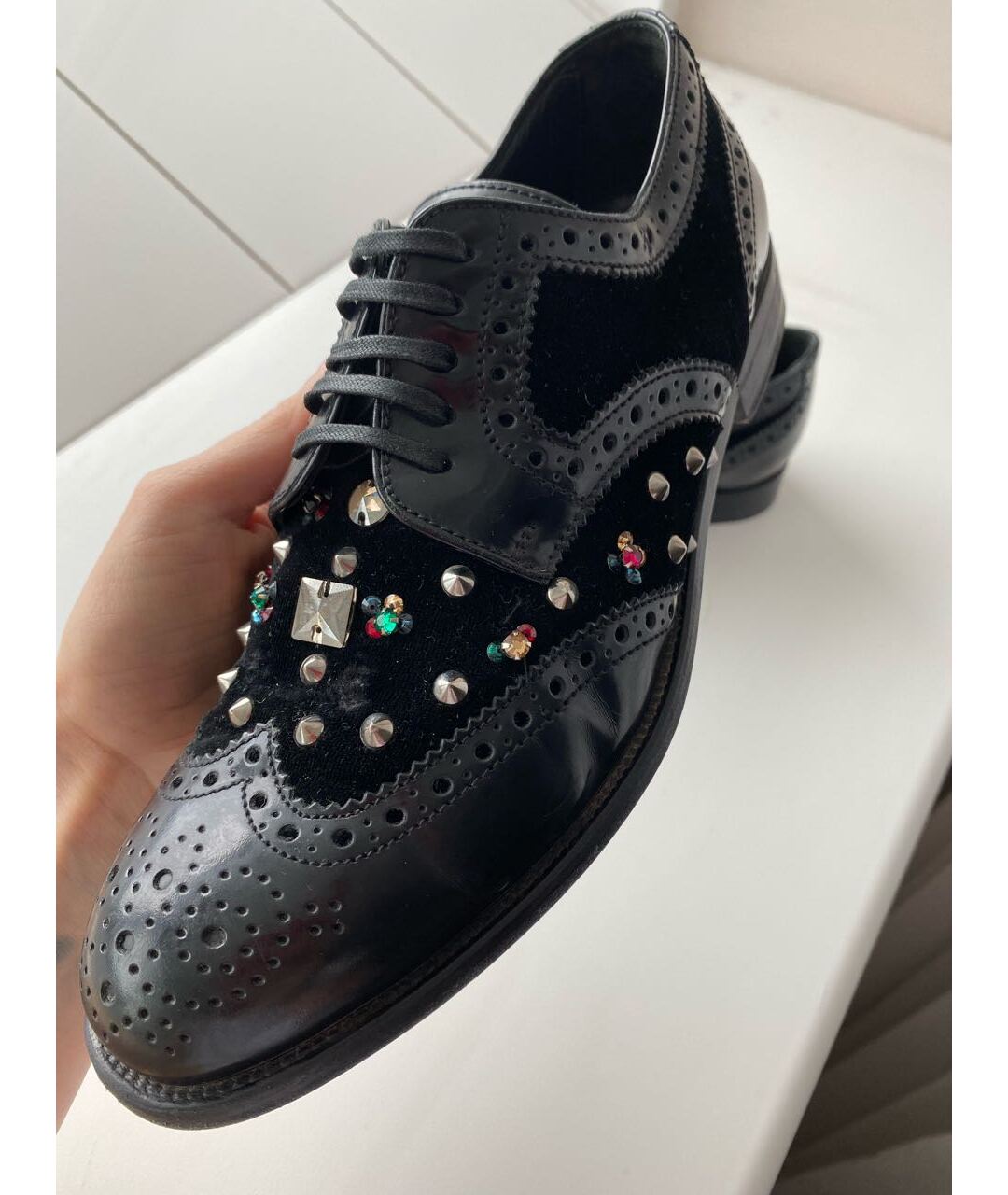 DOLCE&GABBANA Черные кожаные брогги и оксфорды, фото 6