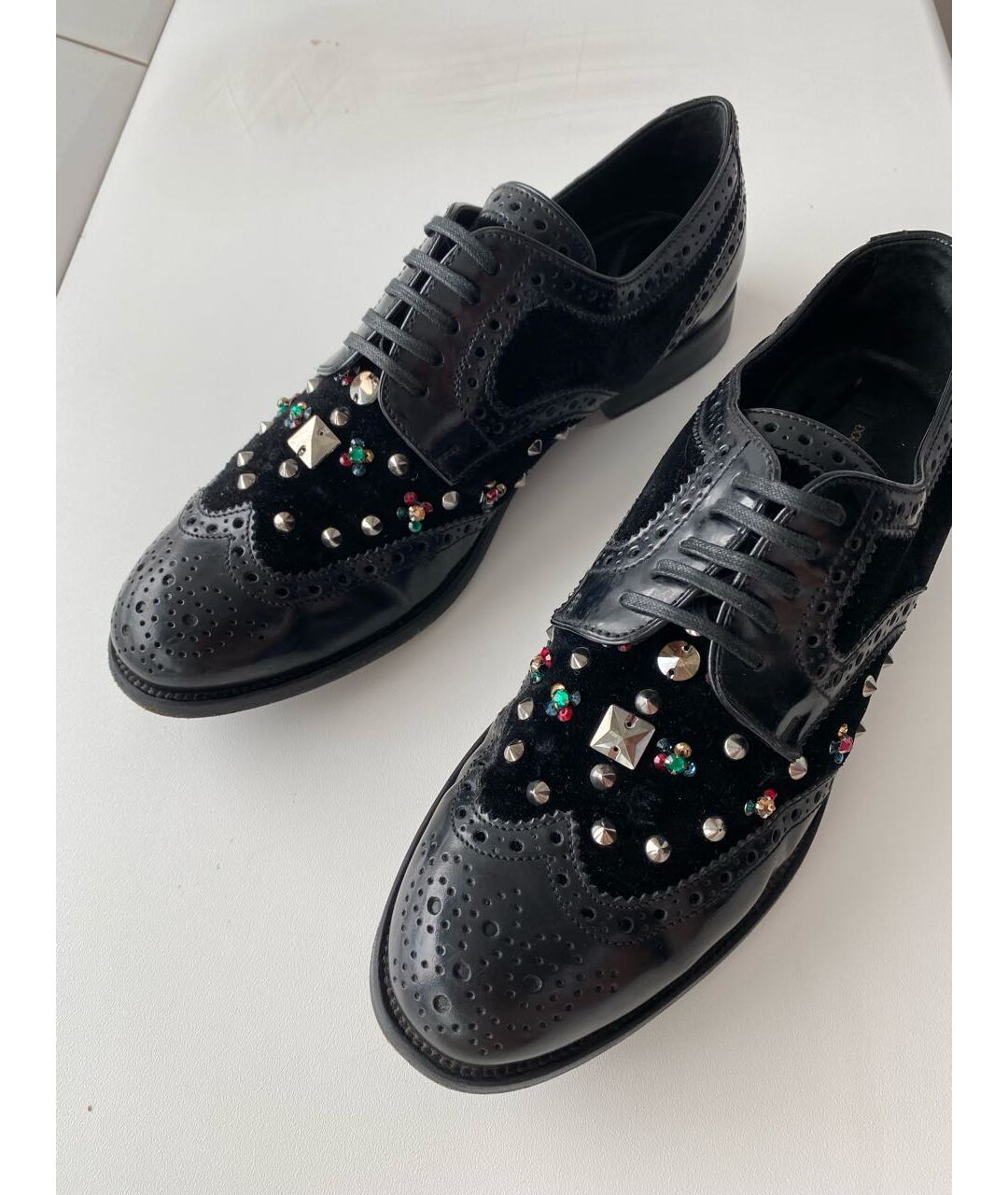 DOLCE&GABBANA Черные кожаные брогги и оксфорды, фото 2