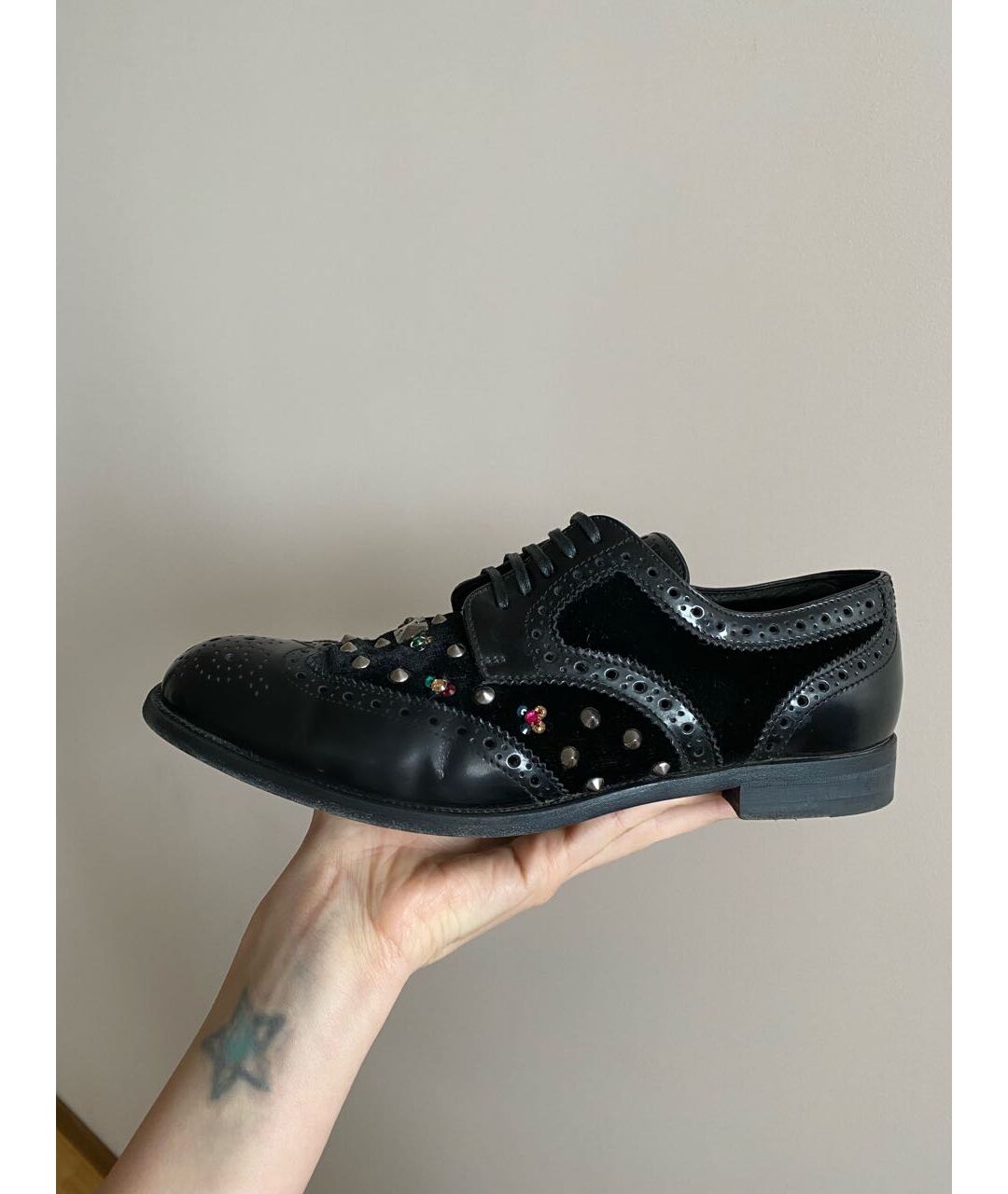 DOLCE&GABBANA Черные кожаные брогги и оксфорды, фото 9