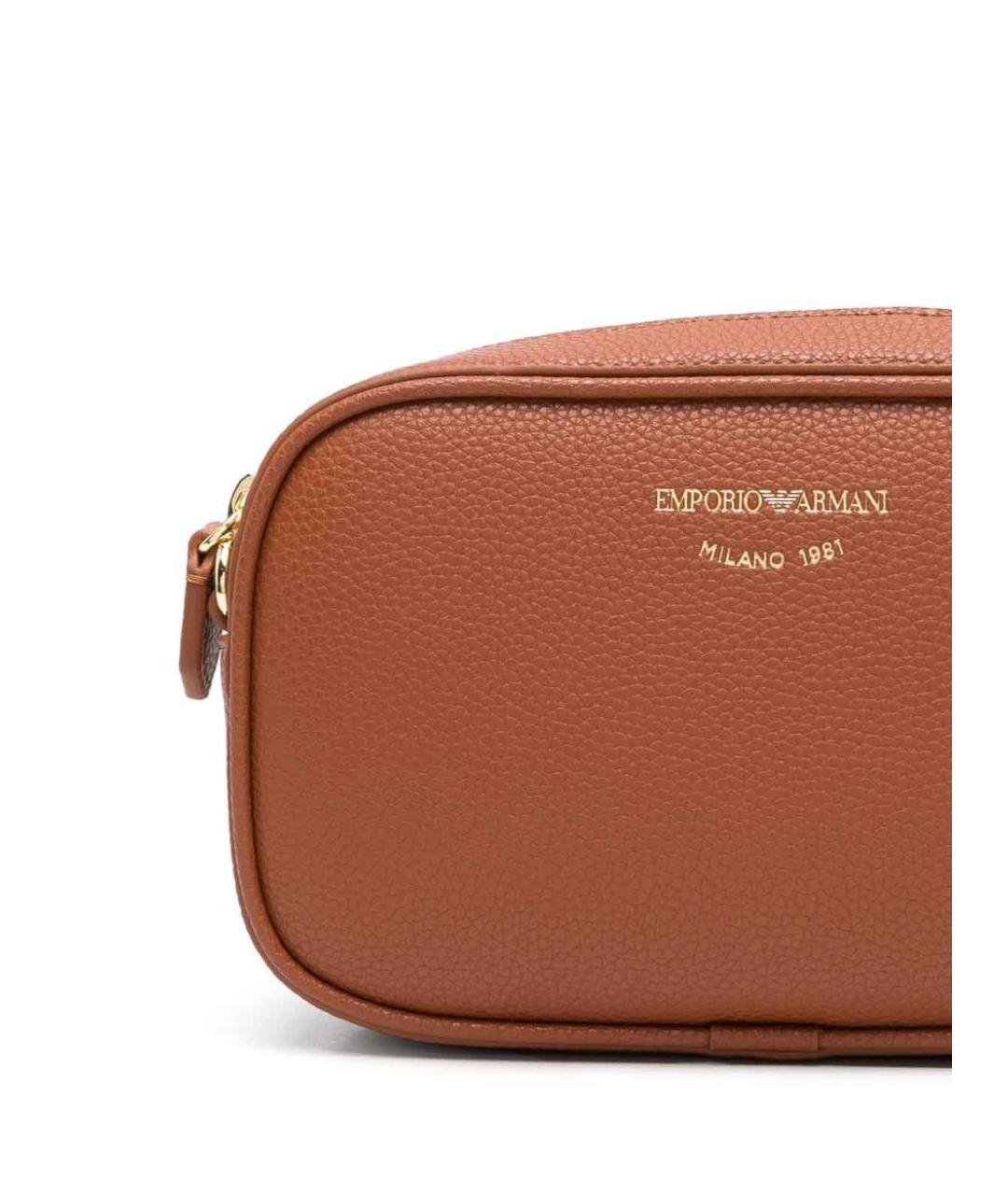 EMPORIO ARMANI Коричневая кожаная сумка через плечо, фото 5
