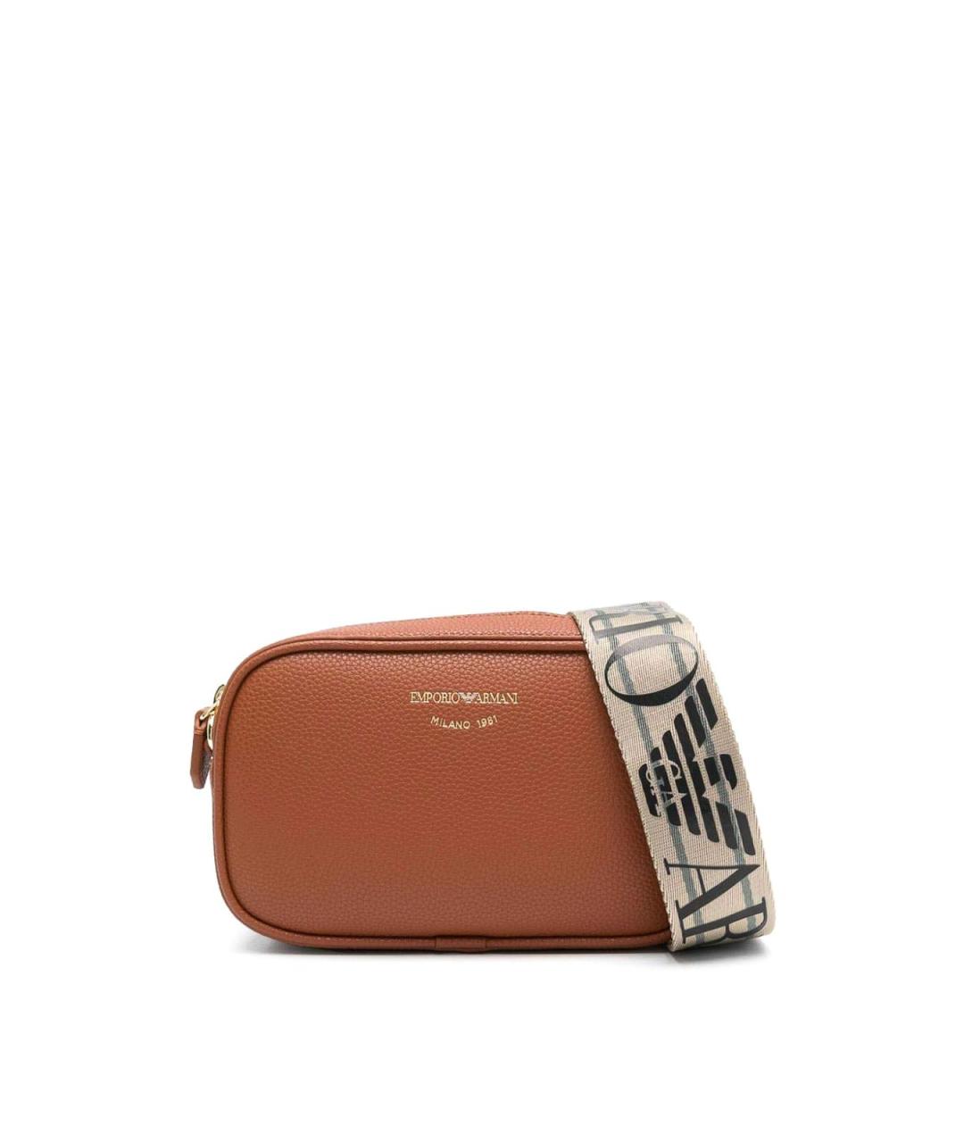 EMPORIO ARMANI Коричневая кожаная сумка через плечо, фото 1