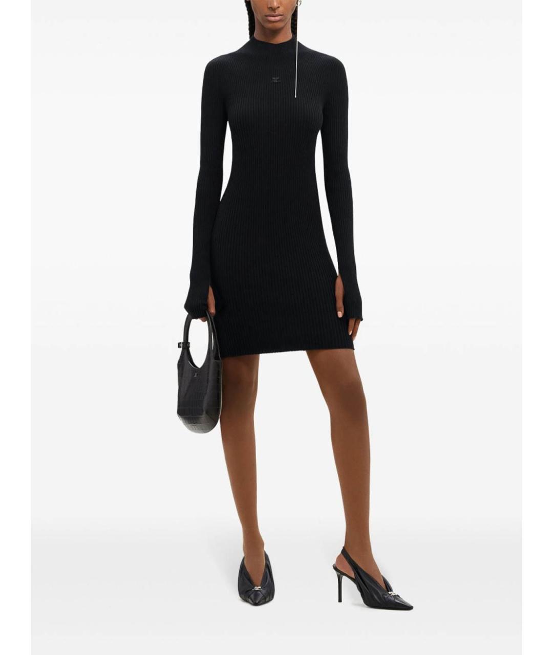 COURREGES Черное хлопковое повседневное платье, фото 4