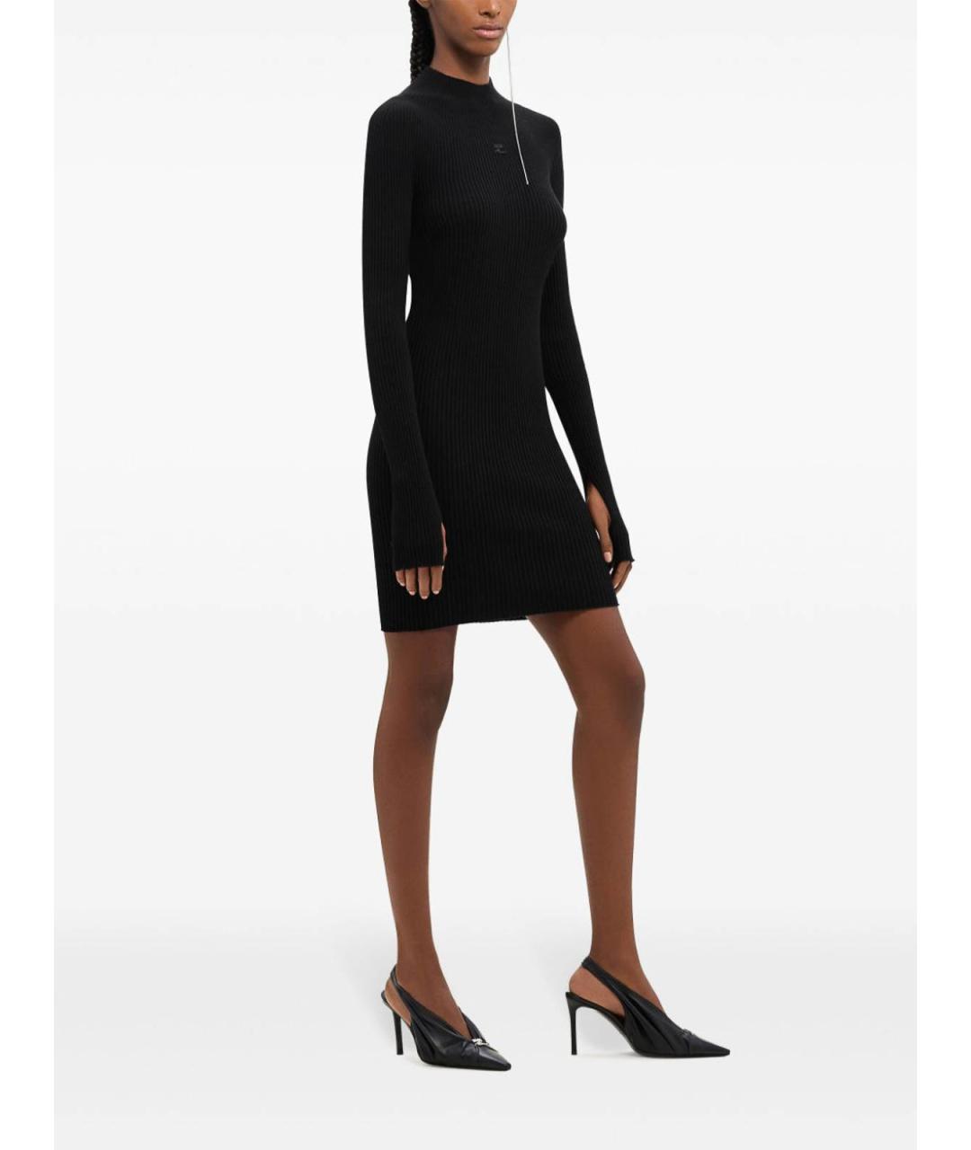 COURREGES Черное хлопковое повседневное платье, фото 2