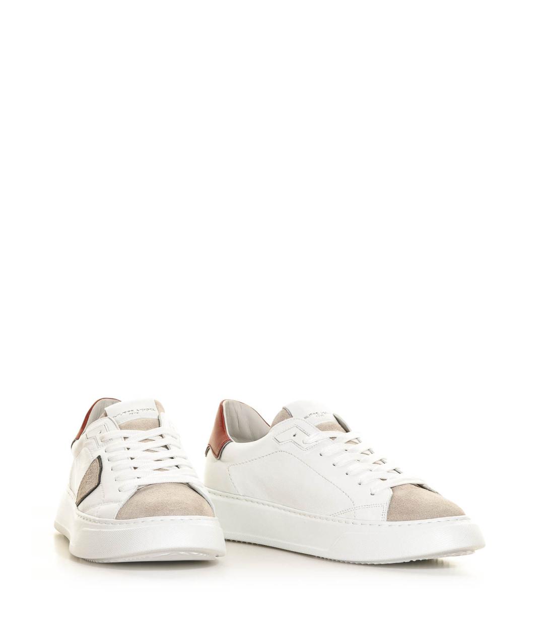 PHILIPPE MODEL Белые кожаные низкие кроссовки / кеды, фото 3