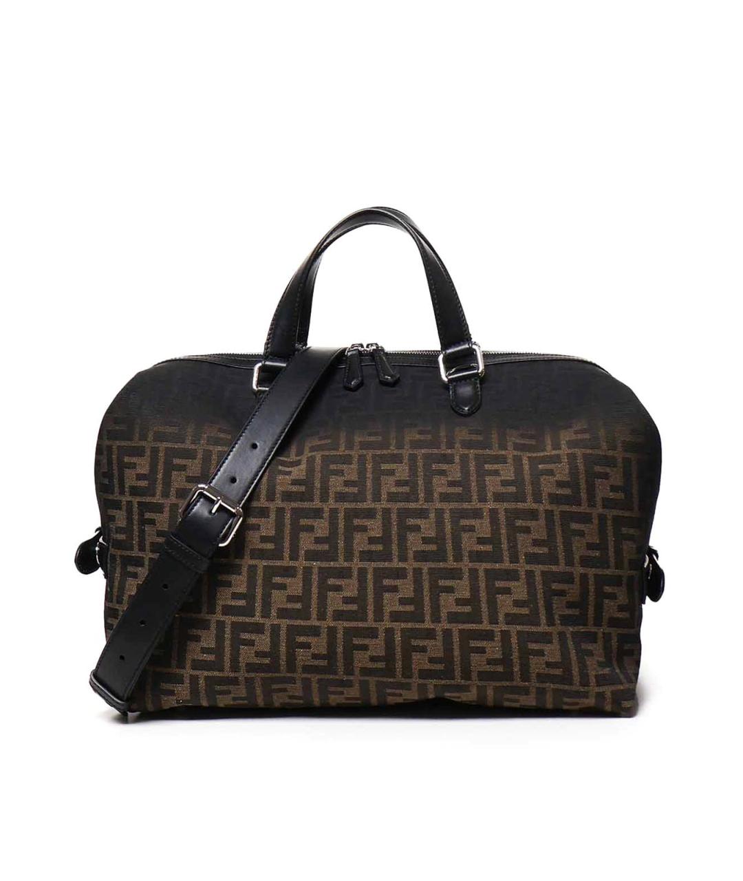 FENDI Коричневая жаккардовая сумка тоут, фото 1