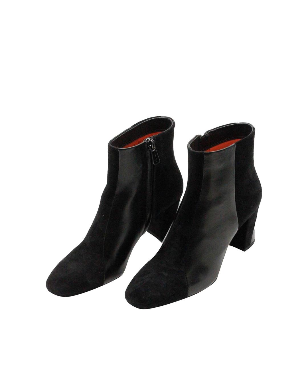 SANTONI Черные кожаные ботильоны, фото 1