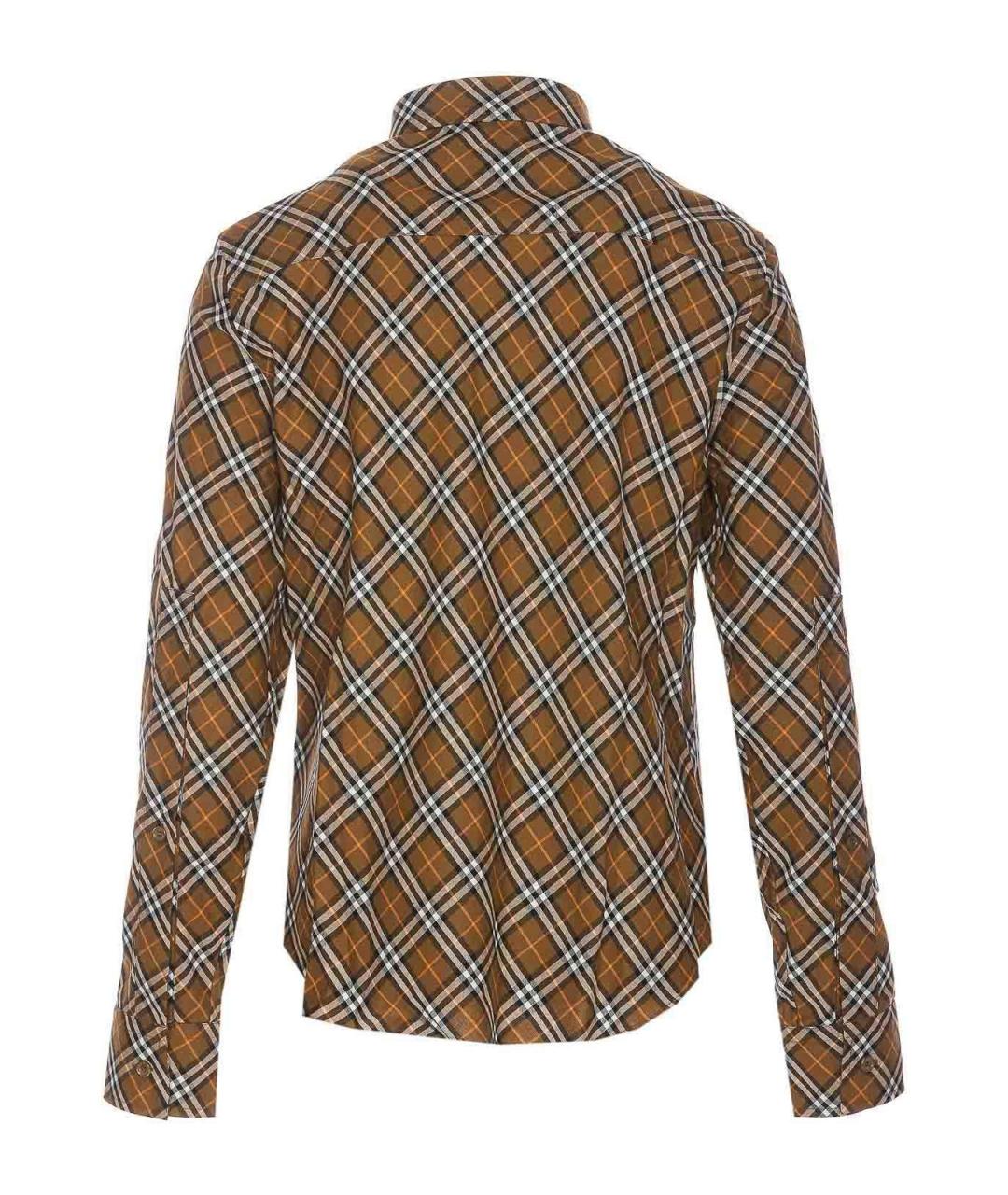 BURBERRY Коричневая хлопковая рубашка, фото 2