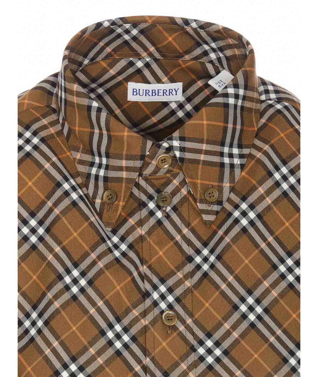 BURBERRY Коричневая хлопковая рубашка, фото 4