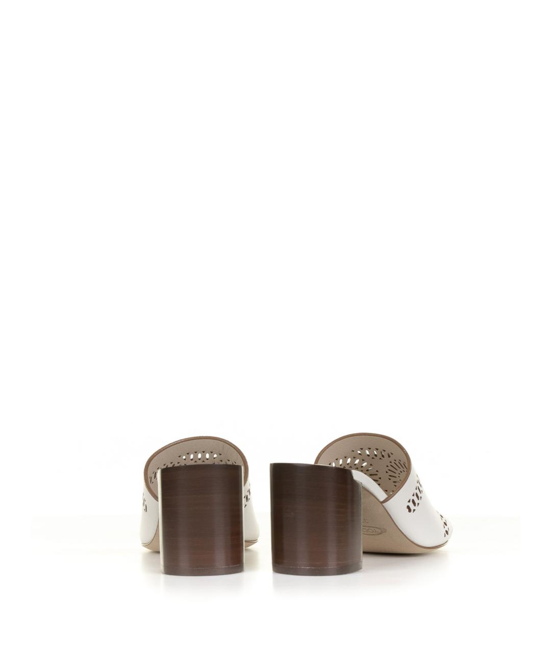 TOD'S Белые кожаные мюли, фото 3