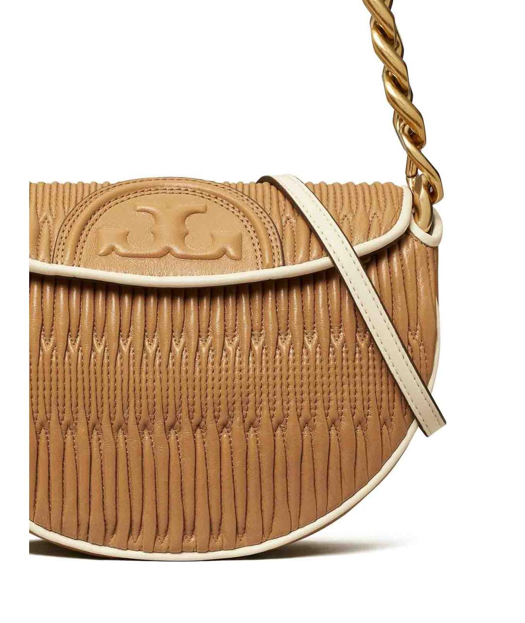 TORY BURCH Бежевая кожаная сумка через плечо, фото 3