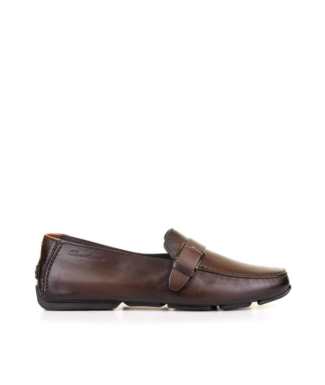 SANTONI Коричневые кожаные лоферы, фото 1