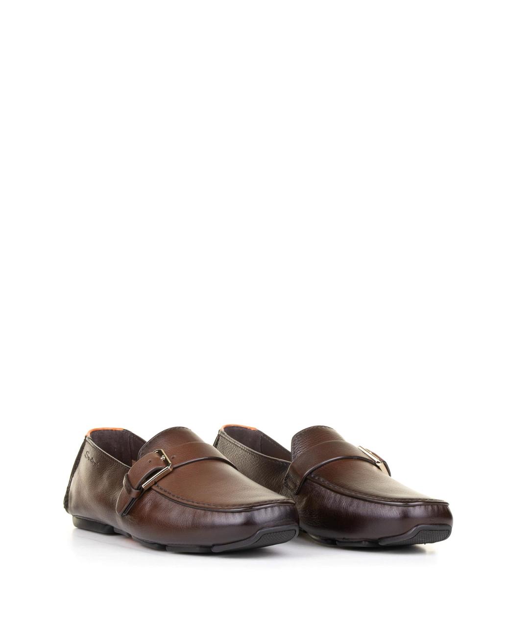 SANTONI Коричневые кожаные лоферы, фото 2