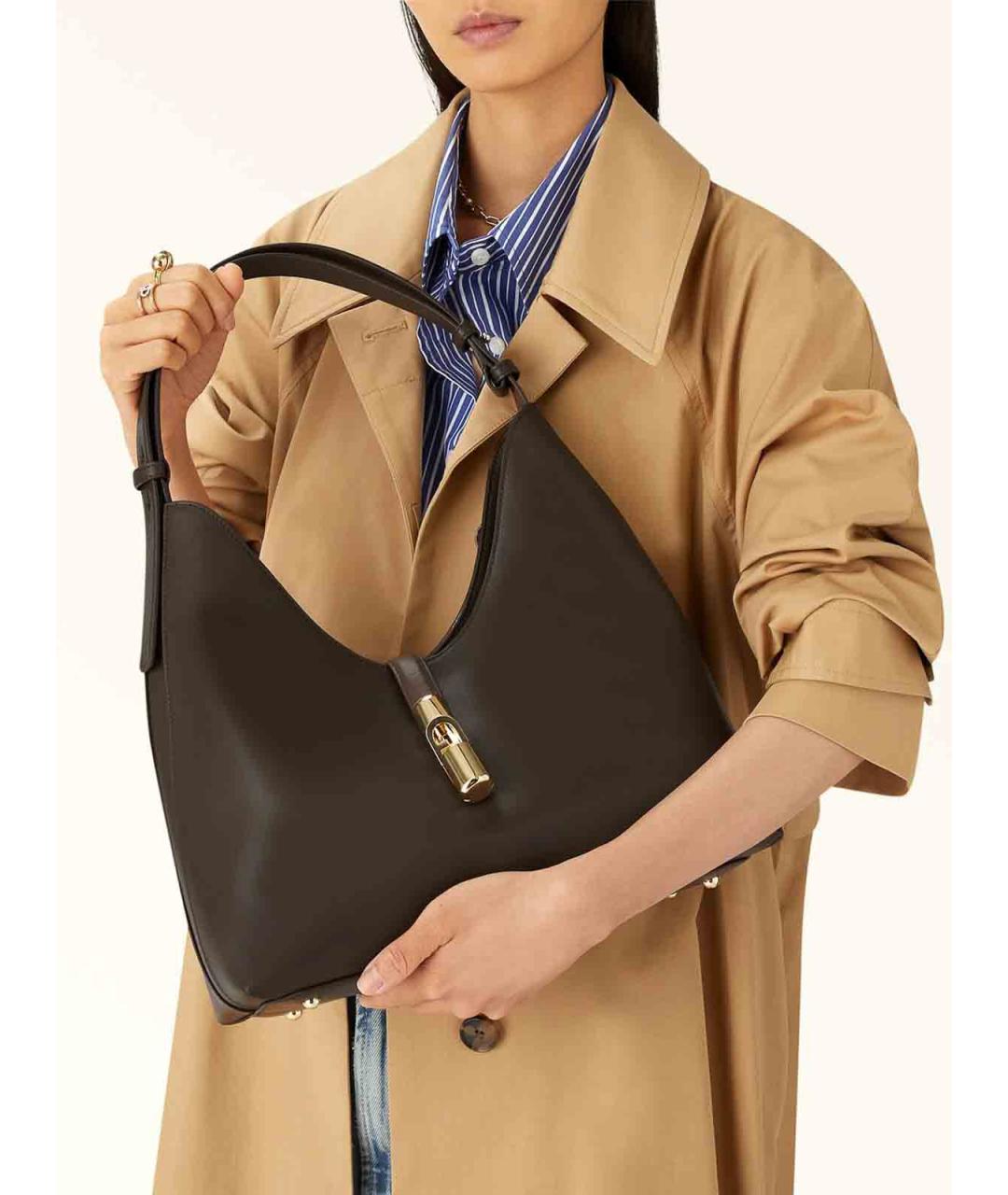 FURLA Коричневая кожаная сумка тоут, фото 5